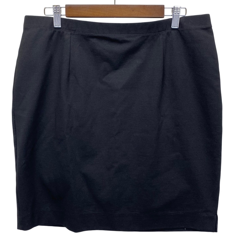 EILEEN FISHER Black Knit Pencil Skirt Italian Fabric L/G
